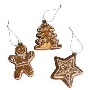 3-Piece Christmas Gingerbread Tree and Star Decoration Acrylic Golden Ornament
